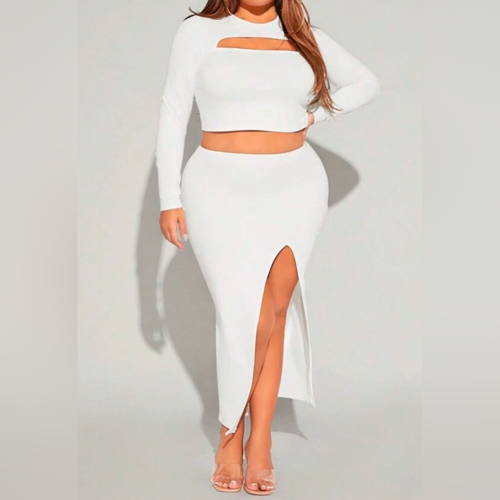 SKIRT ONLY WHITE CASUAL/FORMAL PLUS SIZE 0X